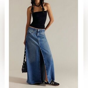 💎NWOT💎 We the Free Come as You Are Denim Maxi Skirt w Slit